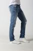 Men'straight slim denim jeans with distressed and nice stitches