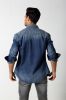 Men's dark color slim denim shirt with two pockets