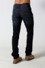 Men's straight stretch denim jeans with 3D whisker and 3D crinkle