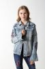 Woman's stretch denim jacket with embroidery and sparling