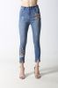 woman's slim denim jeans with embroidery and sparkling