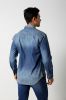 Men's middle blue slim denim shirt with two pocket
