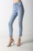 Woman's skinny denim jeans with rhinestone side