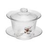 Thickened heat-resistant glass sancai gaiwan of gold tin plum cover bowl large with tea bowl mat Kung Fu tea set