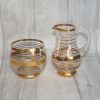 Glass Jug and Bowl with Gold Rim