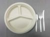 Compostable 9/10 inch plates Biodegradable natural-pulp three compartments Plate