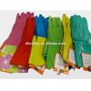 Colored Green Cleaning Dipped Flock lined Rubber Latex Household Gloves