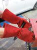DDSAFETY Exporting 77+countries Heavy Duty Welders Welding Gauntlets Gloves Red Heat Resistant Safety Used for Welding, Fireplace, Oven, Woodburner, Stoves, BBQ