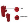 DDSAFETY Exporting 77+countries Heavy Duty Welders Welding Gauntlets Gloves Red Heat Resistant Safety Used for Welding, Fireplace, Oven, Woodburner, Stoves, BBQ