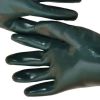 DDsafety CE/ISO standards,35cm Dark green Smooth Fully Dipped PVC Gloves Chemical Resistant Cheap Industrial polyester/cotton Lined