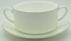 White fine bone china with overglazed color figure
