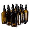 4oz Amber Boston Round Glass Bottle with Black Glass Dropper 