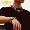 New Style Customized Buckle Colorful Shape HipHop Chain White Gold Plated Iced Out Necklace For Men 