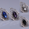 Black Crystal Stone Silver Plated Magnet Brooches
