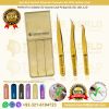  3pcs Best Eyelash Extension Tweezers Set With Leather Case