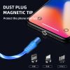 Free Logo Laser 360 Degree Swivel LED Glowing Light Magnetic Phone Charging Cable 2A Charging