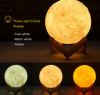 3D Printing Moon Light Lunar Night Lamp Warm &amp; Cool White Dimmable Touch Control Home Decorative Light