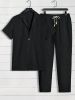 Loose Men Solid Color T-Shirt And Pants Suit