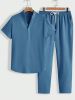 Loose Men Solid Color T-Shirt And Pants Suit