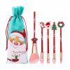 In Stock Portable 5pcs Wholesale Cosmetic Brushes Tool Kit Foundation Eyeshadow Christmas Gift Makeup Brushes Set with Bag