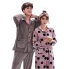 Unisex Long Sleeves Pajamas Leisure Long Shirt Sleepwear Plus Size Sleep Set Matching Couples Home P