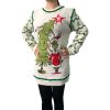 Knitted pullover women sweater long style Winter Ladies Casual Christmas tree beading bell Design Fu