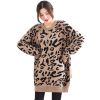 2021 Fall winter clothing Custom leopard print design crew neck ladies Plus size sweater Women&apos;