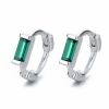 emerald cz hoop earrings