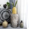 Brown Column Side Table With Honeycomb Mosaic