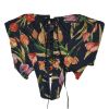 High Street Women's Camisole Embroidered Rich Tulips Petal Bra Cropped Tops Overbust Corset Crop Streetwear