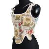 Floral y2k Crop Top Linen Cotton Sexy Corset Top Halter Sweats Female Summer Party Clubwear Cute Vests