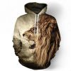 Lion printing top quality sublimation printing fleece hoodies