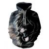 Winter warm polyester long sleeve 3d lion pattern premium hoody design your own brand men sweaters hoodies