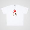 250g cotton cartoon cartoon cat fire cat street casual oversize short sleeve T-shirt