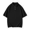 Solid color plain weave double yarn cotton slim fit short-sleeved shirt men