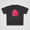 250g blockbuster cotton cartoon graffiti line small red casual oversized short sleeve t-shirt for men and women