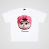 250g cotton strawberry cat casual oversize big board short sleeve T-shirt