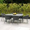 6 Aluminium Seater Grey Rope Oval Garden Dining Set