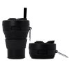 Food grade silicone collapsible coffee mug with straw for camping