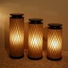 Unique Rattan Bamboo Lamp Shape Organic Bamboo Wicker Weaving Standing Chandelier Pendant Lighting For New Year Decoration