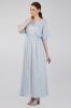 Sheqe Apparels Cotton Maxi Embroidered Dress For Women With Raglan Sleeves And Round Neck (Blue)