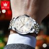 OUPINKE 3229 Top Quality Men Automatic Stainless Steel Night Vision Sapphire Mirror Mechanical Watches Glass Luxurious Watches