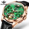 Oupinke 3186 Top Grade Luxury Brand  Men Watches Tourbillon Automatic Self Wind Male Business Genuine Leather Mechanical Watch