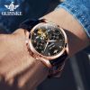 Oupinke 3186 Top Grade Luxury Brand  Men Watches Tourbillon Automatic Self Wind Male Business Genuine Leather Mechanical Watch