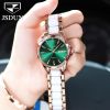 JSDUN 8821original brand Ceramic stainless steel jewelry diamond fashion watch women wrist luxury ladies mechanical wrist watch