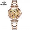 Oupinke 3175 Fashion Skeleton Sapphire Diamonds Crystal Luxury Brand  Women Mechanical Watch Elegant Ladies Watch