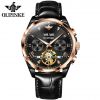 Oupinke 3186 Top Grade Luxury Brand  Men Watches Tourbillon Automatic Self Wind Male Business Genuine Leather Mechanical Watch