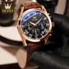 Olevs 2871 Oem Luxury Fashion Glass Quartz Analog Leather Casual Leather Strap Men Wristwatch