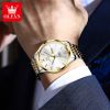OLEVS 9928 Luxury Brands Men Mechanical Automatic Gold Dial Watches Male Steel Fashion Wrist Watches