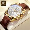 OLEVS 2872 Luxury Three-Eye Belt Quartz Watch Stainless Steel Back Custom Wholesale China Men Watch